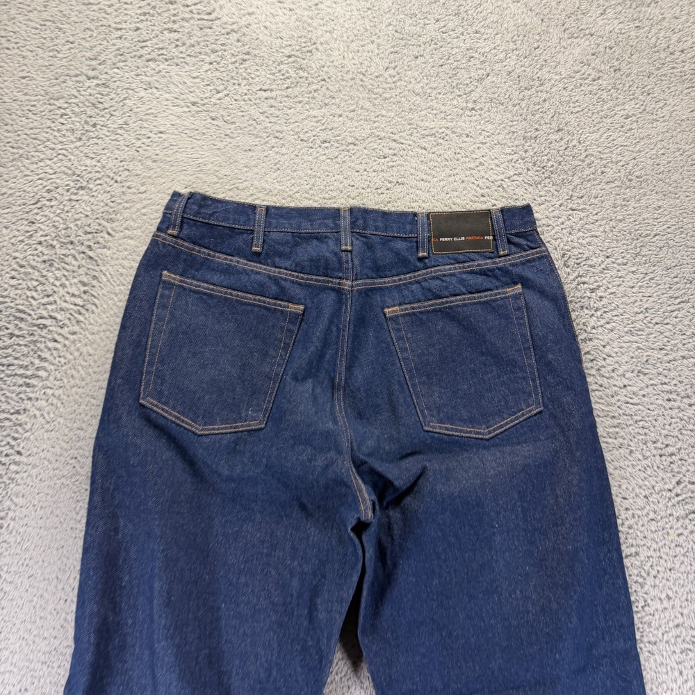Vintage Perry Ellis Jeans Men's 38x30 Blue Cotton Denim Straight Baggy Workwear - Picture 6 of 10